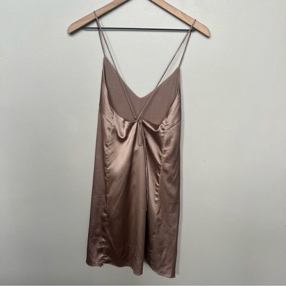 NWT Urban Outfitters Satin Tie Back Slip Dress Bronze Size Small - Picture 12 of 16